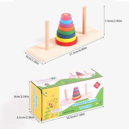 Baby Wooden Toys Rainbow Stacking Ring Tower Blocks Puzzle Toys Montessori Educational Color Shape Geometric Game Toys for Kids