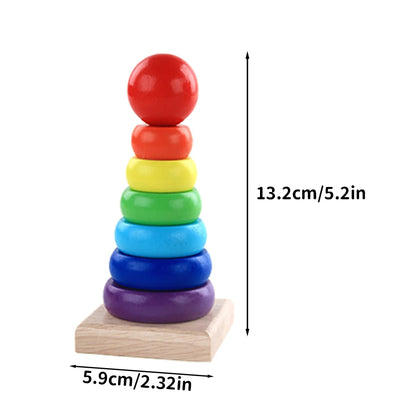 Baby Wooden Toys Rainbow Stacking Ring Tower Blocks Puzzle Toys Montessori Educational Color Shape Geometric Game Toys for Kids